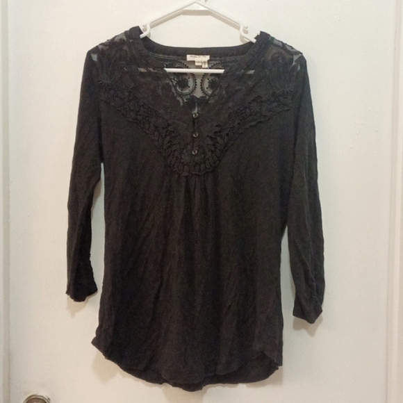 Meadow Rue black lace Long Sleeve blouse. - Picture 1 of 7